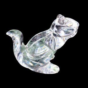 Vintage Art Glass Paperweight Carole Stupell Crystal Squirrel Dish 5”T 7”L Dish